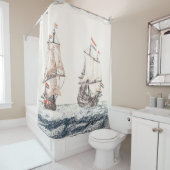 twee zeilschepen op het Zee Johan Teyler Douchegordijn (In situ)