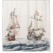 twee zeilschepen op het Zee Johan Teyler Douchegordijn (Voorkant)