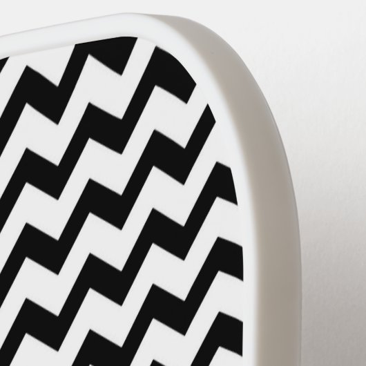Twee zijden Chevron Zig Zag Pattern Black White Pickleball Paddle (Links Detail)