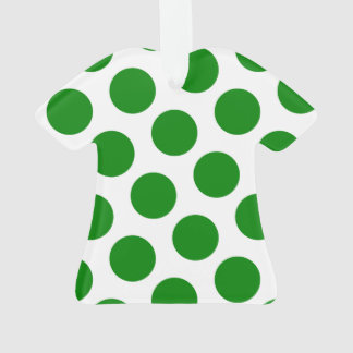 Twee zijdige groene en witte polka stippen ornament