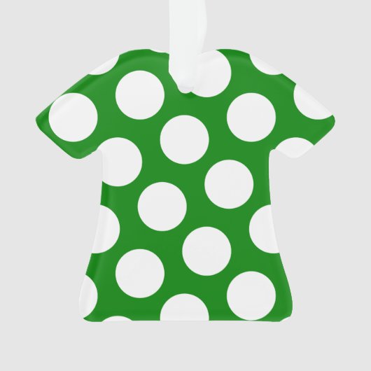 Twee zijdige groene en witte polka stippen ornament (voorkant)