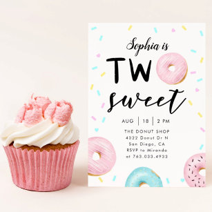 Twee zoete 2e Donut Theme Birthday Party Kaart