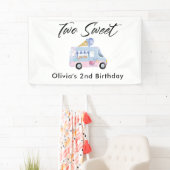 Twee zoete 2e verjaardag Ice Cream Truck Spandoek (Insitu)