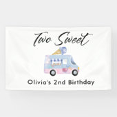 Twee zoete 2e verjaardag Ice Cream Truck Spandoek (Horizontaal)