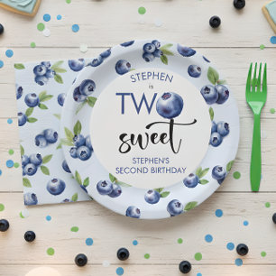 Twee zoete blauwe bessen kinderen verjaardag papieren bordje