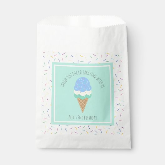Twee zoete blauwe ijsjes tweede verjaardag bedankzakje (Voorkant)