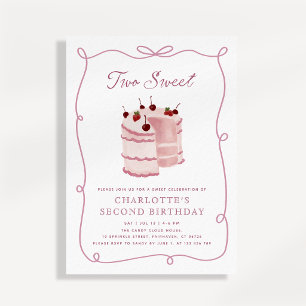 Twee Zoete Cakes Illustratie Tweede Verjaardag Kaart