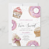 Twee zoete cupcake en donuts meisje 2e verjaardag kaart (Voorkant)