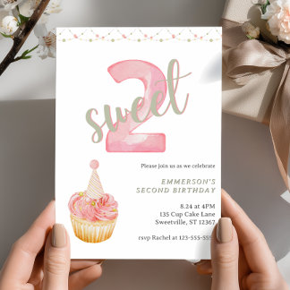 Twee zoete cute cupcake 2de verjaardag  kaart