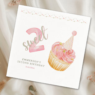 Twee zoete cute cupcake 2de verjaardag servet