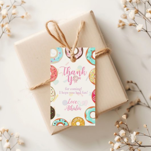 Twee Zoete Cute Donuts Verjaardag Cadeaulabel