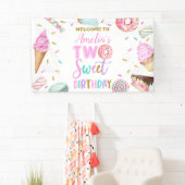 Twee zoete dessert verjaardag vinyl banner (Insitu)