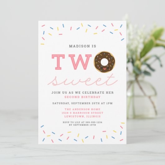 Twee zoete donut en Sprinkles 2e verjaardag Kaart (Staand voorkant)