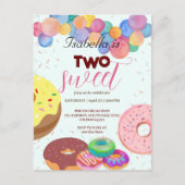 Twee zoete donuts en ballon 2e verjaardag meisje  briefkaart (Voorkant)