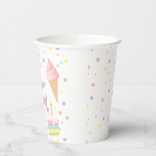 Twee zoete ijs en cake 1e verjaardag papieren bekers (Links)