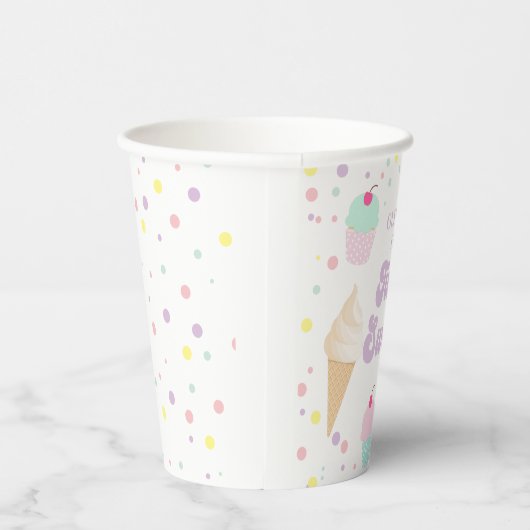 Twee zoete ijs en cake 1e verjaardag papieren bekers (Rechts)