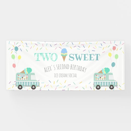 Twee zoete ijsjes, sociale verjaardagsbanner spandoek (Horizontaal)