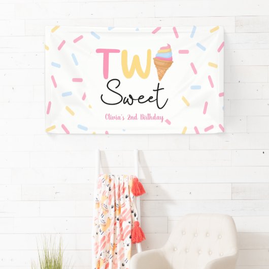 Twee zoete ijsjes Tweede 2e verjaardag feest Spandoek (Insitu)