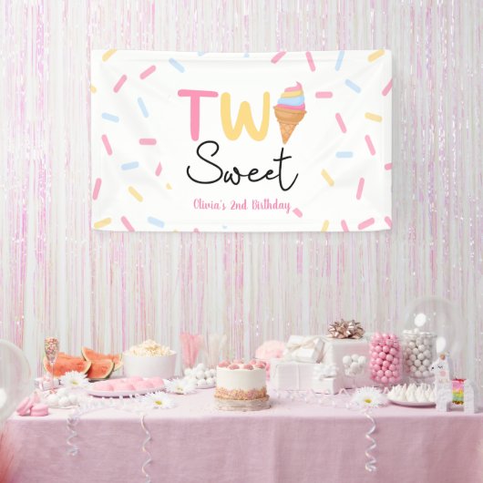 Twee zoete ijsjes Tweede 2e verjaardag feest Spandoek (Feest)