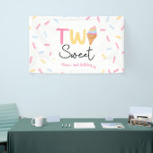 Twee zoete ijsjes Tweede 2e verjaardag feest Spandoek (Beurs)