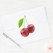 Twee zoete kersen ronde sticker (Envelop)