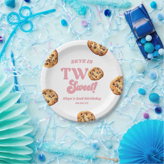 Twee zoete koekjes en melk 2e verjaardagsfeest papieren bordje (Feest)
