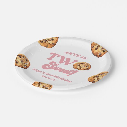 Twee zoete koekjes en melk 2e verjaardagsfeest papieren bordje (Gekanteld)