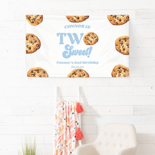Twee zoete koekjes en melk 2e verjaardagsfeest spandoek (Insitu)