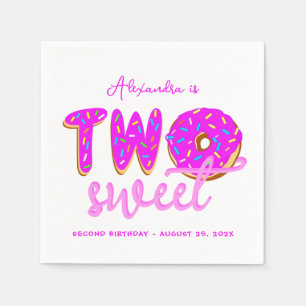 Twee Zoete Meisje Donut Spikkels Roze 2de Verjaard Servet