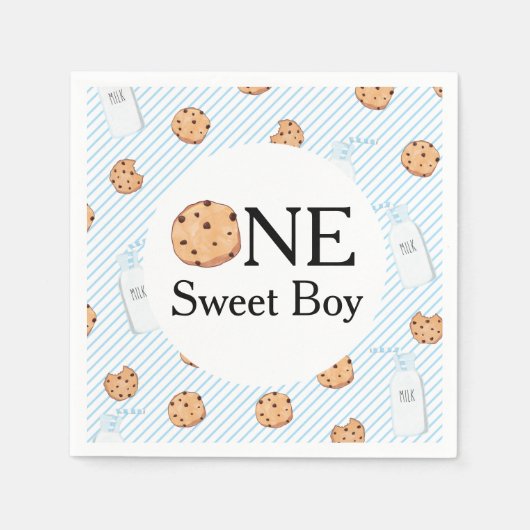 Twee zoete melk en koekjes blauw Birthday Party Pa Servet (Voorkant)