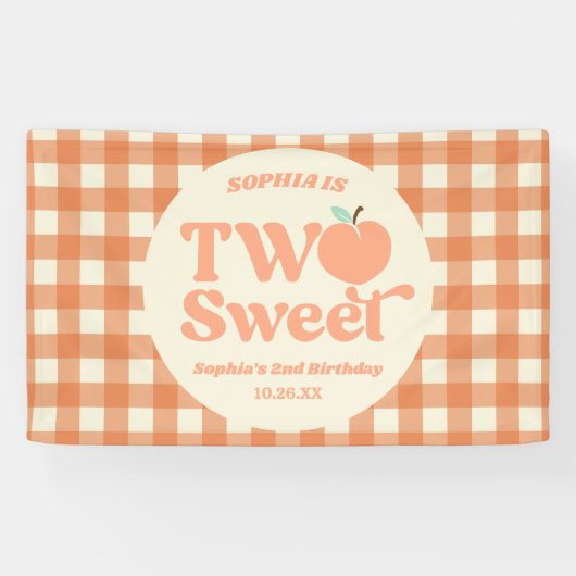Twee zoete perzik fruit tweede 2e verjaardagsfeest spandoek (Horizontaal)