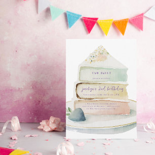 Twee Zoete Regenboog Laag Cake Kinderverjaardag Kaart
