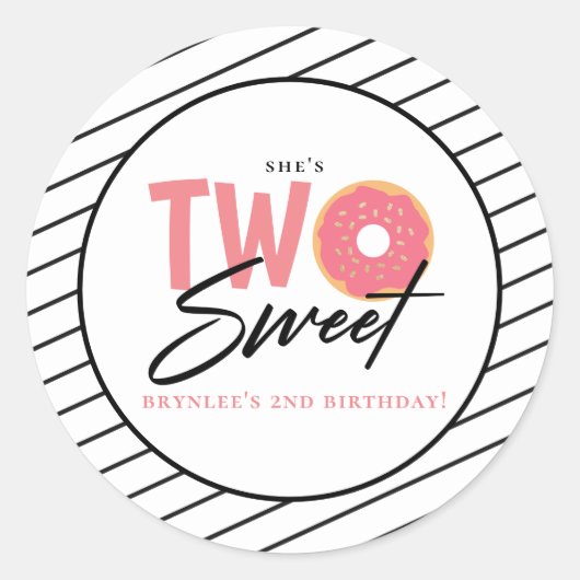 Twee zoete roze donut 2e verjaardag ronde sticker (Voorkant)
