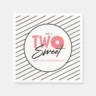 Twee zoete roze donut 2e verjaardagsfeest servet