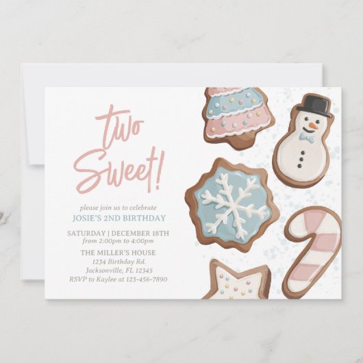 Twee zoete Winter Verjaardag uitnodiging (Voorkant)