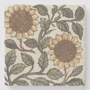 Twee zonnebloemen stenen onderzetter