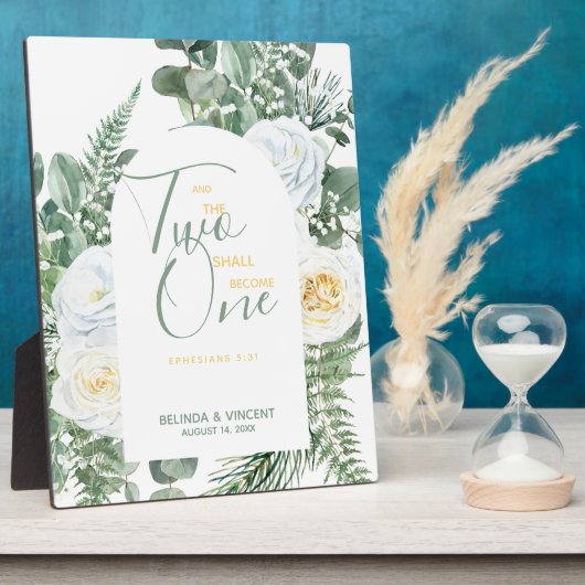 Twee zullen één Bijbelverse bruiloft worden Fotoplaat (Zijkant)
