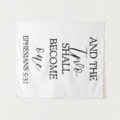 "Twee zullen één worden" Trouwtapijt Achtergrond Wandkleed (Voorkant (horizontaal))