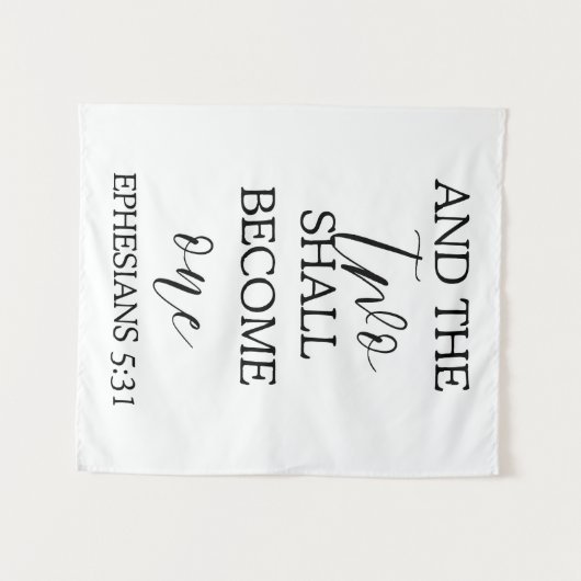 "Twee zullen één worden" Trouwtapijt Achtergrond Wandkleed (Voorkant (horizontaal))