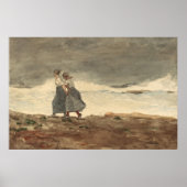 Twee zussen die langs het zee lopen poster (Voorkant)