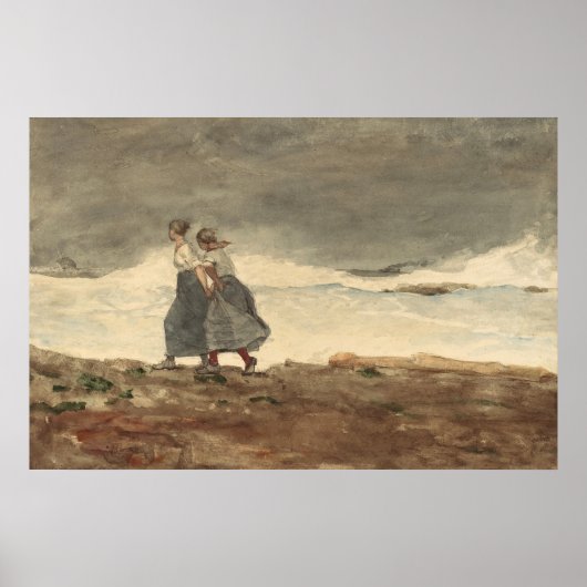 Twee zussen die langs het zee lopen poster (Voorkant)