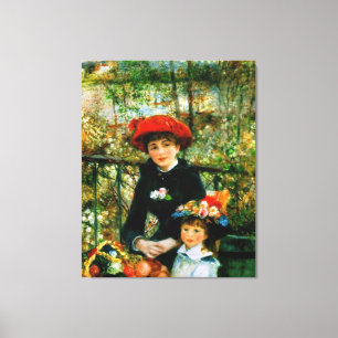 Twee zussen op de Terrace door Renoir Canvas Afdruk