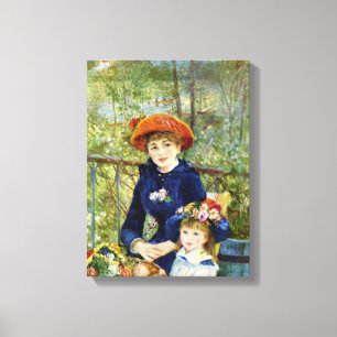 Twee zussen (op het terrein) van Pierre Renoir Canvas Afdruk