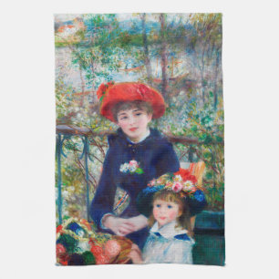 Twee zussen - Renoir Impressionist Painting 1881 Theedoek