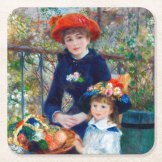 Twee zussen, Renoir Vierkante Kartonnen Onderzetter