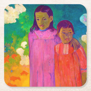 Twee zusters, Gauguin Vierkante Kartonnen Onderzetter