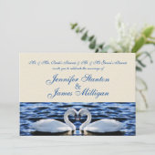 Twee zwanen huwelijksuitnodiging kaart (Staand voorkant)