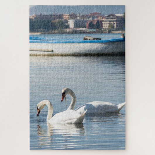 Twee zwanen legpuzzel (Verticaal)