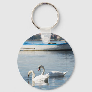 Twee zwanen sleutelhanger