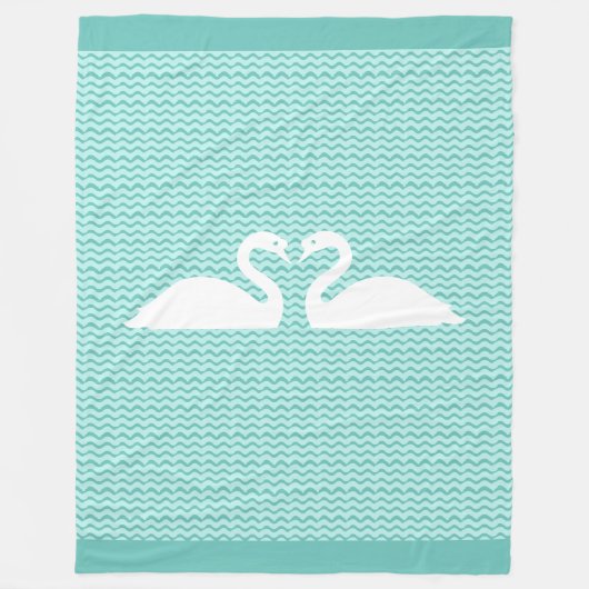 Twee Zwans en het Patroon van de Wavy Fleece Deken (Voorkant)